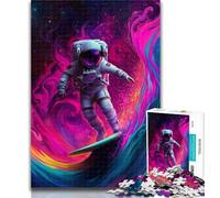 Puzzles for Teenagers Astronaut Space Surfing Jigsaw Puzzles 1000 Pieces for Adults Teens,Toys Educational Games Stress Relieving Artists Collection, Fine Art 50x75cm