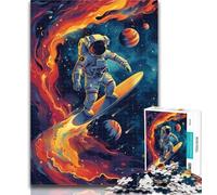 Puzzles for Teenagers Astronauts Surfing Jigsaw Puzzles for Adults 1000,Toys Educational Games Stress Relieving Wishlist with Santa Claus 26x38cm