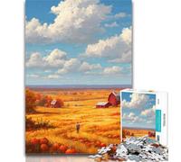Puzzles for Teenagers Autumn Farmland 1000 Piece Jigsaw Puzzles for Teenagers,Toys Educational Games Stress Relieving Wall Decoration 26x38cm