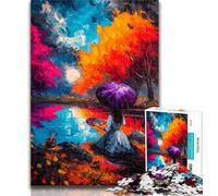 Puzzles for Teenagers Autumn Tree Jigsaw Puzzles for Adults 1000 Piece,with Matching Poster And Trivia Sheet for Age 14 Years Up 50x75cm