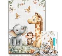 Puzzles for Teenagers Baby Chimpanzee Elephant Giraffe Adult Puzzles 1000 Pieces,for Is Ideal As A Gift for The Whole Family for And 14 Years Old 50x75cm