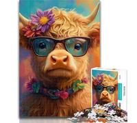 Puzzles for Teenagers Baby Yak Wearing Glasses 1000 Pieces Jigsaw Puzzles for Adults And Teens,Wall Decoration Unique Birthday And Xmas Gifts Suitable for And 14 50x75cm