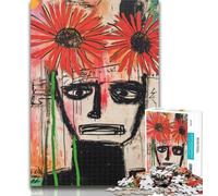 Puzzles for Teenagers Basquiat-style Poppy Skull 1000 Piece Jigsaw Puzzles for Teenagers,Challenging Game for The Whole for Women, Gifts for Men 50x75cm