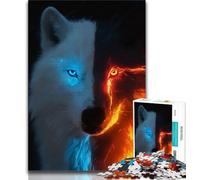 Puzzles for Teenagers Black And White Flame Wolf 1000 Pieces Jigsaw Puzzles For Teens And Adults,Toys Educational Games Stress Relieving Enhance Love between Couples (38x26cm)