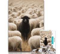 Puzzles for Teenagers Black And White Sheep 1000 Piece Jigsaw Puzzles for Teenagers,Diy Modern Wall Art Unique Gift Home Decor 50x75cm