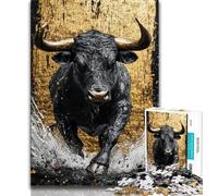 Puzzles for Teenagers Black Gold Bull Puzzles 1000 Pieces for Adults,Artistic Wall Decor & Birthday Gift Idea for Friends, Home Office (50x75cm)