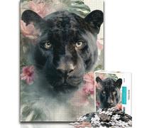 Puzzles for Teenagers Black Leopard Jigsaw Puzzles for Adults 1000 Piece,with Matching Poster And Trivia Sheet for Age 14 (26x38cm)