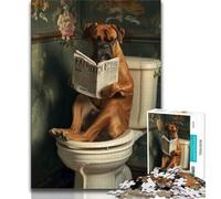 Puzzles for Teenagers Boxer Dog on The Toilet 1000 Piece Jigsaw Puzzle for Adults And Teenagers,Birthday Present, Gifts for And Age 14 (50x75cm)