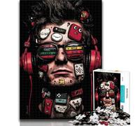 Puzzles for Teenagers Boy with Headphones Jigsaw Puzzles for Adults,Challenging Game Toys for Is Ideal As A Gift for The Whole Family 26x38cm