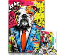 Puzzles for Teenagers Bulldog Doodle Adult Jigsaws 1000 Pieces Difficult,Challenging Game And Family Play Secret Santa Gifts 50x75cm