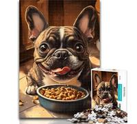 Puzzles for Teenagers Bulldog Eating Puzzles 1000 Pieces for Adults,Artistic Wall Decor & Birthday Gift Idea for Friends, Home Office 26x38cm