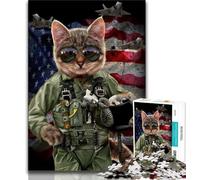 Puzzles for Teenagers Cat Pilot in The Air Force 1000 Piece Jigsaw Puzzle for Adults And Teenagers,Secret Santa Gifts for And Age 14 (50x75cm)
