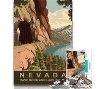 Puzzles for Teenagers Cave Rock And Lake Tahoe 1000 Pieces Jigsaw Puzzle for Adults& Teens,Stress Reliever Staycation Kill Time Funny Gift 26x38cm