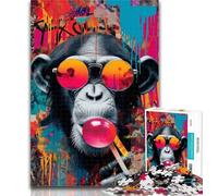 Puzzles for Teenagers Chimpanzee Graffiti Adult Jigsaws 1000 Pieces Difficult,Challenging Game And Family Play Secret Santa Gifts 26x38cm