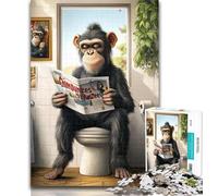 Puzzles for Teenagers Chimpanzee Sitting on Toilet 1000 Pieces Jigsaw Puzzles for Adults And Teens,for Home Decoration for Age 14 Years Up 26x38cm