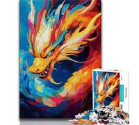 Puzzles for Teenagers Chinese Dragon Oil Painting Jigsaw Puzzles 1000 Pieces for Adults Teens,Unique Birthday And Gifts for for Age 14 (26x38cm)