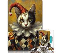 Puzzles for Teenagers Clown Cat 1000 Piece Jigsaw Puzzles for Teenagers,Challenging Game for The Whole for Women, Gifts for Men 26x38cm