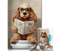 Puzzles for Teenagers Cocker Spaniel Sitting Toilet Adult Puzzles 1000 Pieces,for Is Ideal As A Gift for The Whole Family for And 14 Years Old 50x75cm