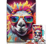 Puzzles for Teenagers Colorful Alpacas Jigsaw Puzzles 1000 Pieces for Adults Teens,Family Game Stress Reliever Difficult Challenge Secret Santa Gifts 26x38cm