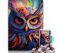 Puzzles for Teenagers Colorful Art Owl 1000 Piece Jigsaw Puzzle for Adults Teens,Toys Educational Games Stress Relieving Artists Collection, Fine Art 75x50cm