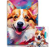 Puzzles for Teenagers Corgi 1000 Piece Jigsaw Puzzle for Adults Teens,Toys Educational Games Stress Relieving Artists Collection, Fine Art 75x50cm