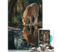 Puzzles for Teenagers Crocodiles And Leopards 1000 Piece Jigsaw Puzzles for Teenagers,is Ideal As A Gift for The Whole Family Suitable for And 14 (26x38cm)