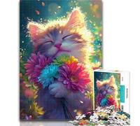 Puzzles for Teenagers Cute Anime Cat Jigsaw Puzzles for Adults 1000 Piece,with Matching Poster And Trivia Sheet for Age 14 26x38cm