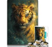 Puzzles for Teenagers Cute Little Yellow Tiger Jigsaw Puzzles for Adults 1000 Piece,with Matching Poster And Trivia Sheet for Age 14 Years Up 50x75cm