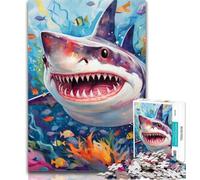 Puzzles for Teenagers Cute Shark 1000 Pieces Jigsaw Puzzles For Teens And Adults,Toys Educational Games Stress Relieving Enhance Love between Couples 75x50cm