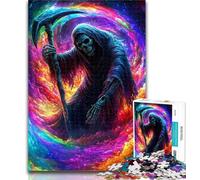 Puzzles for Teenagers Death Skull 1000 Piece Jigsaw Puzzles for Teenagers,Fully Interlocking & Randomly Shaped Pieces 50x75cm