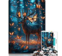 Puzzles for Teenagers Deer And Butterflies Jigsaw Puzzles for Adults,Educational Games Home Decoration Deal As Gifts for The Whole Family (50x75cm)
