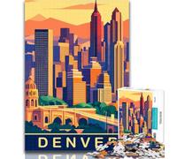 Puzzles for Teenagers Denver Skyline 1000 Piece Jigsaw Puzzle for Adults And Teenagers,Secret Santa Gifts for And Age 14 26x38cm