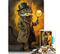 Puzzles for Teenagers Detective Cat 1000 Piece Jigsaw Puzzles for Teenagers,Challenging Game for The Whole for Women, Gifts for Men 50x75cm