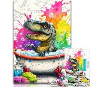 Puzzles for Teenagers Dinosaur Taking A Bath 1000 Pieces Jigsaw Puzzle for Adults& Teens,Family Entertainment Toys Is Ideal As A Gift for The Whole Family 26x38cm