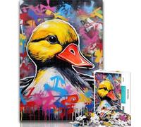 Puzzles for Teenagers Duck Graffiti 1000 Piece Jigsaw Puzzle for Adults Teens,Toys Educational Games Stress Relieving Artists Collection, Fine Art 75x50cm