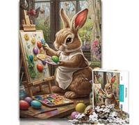 Puzzles for Teenagers Easter Bunny Jigsaw Puzzles 1000 Pieces for Adults Teens,Toys Educational Games Stress Relieving Artists Collection, Fine Art 26x38cm