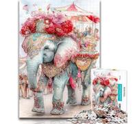 Puzzles for Teenagers Elephant Oil Painting Adult Jigsaw Puzzles 1000 Pieces,Toys Educational Games Stress Relieving Wall Decoration 50x75cm