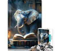 Puzzles for Teenagers Elephant Reading A Book Puzzles for Adults 1000 Pieces,Toys Educational Games Stress Relieving Enhance Love between Couples 26x38cm