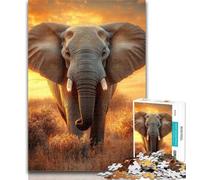 Puzzles for Teenagers Elephants at Sunset 1000 Pieces Jigsaw Puzzles for Adults And Teens,Wall Decoration Unique Birthday And Xmas Gifts Suitable for And 14 50x75cm