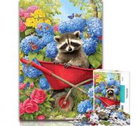 Puzzles for Teenagers Farm Raccoon Jigsaw Puzzles for Adults 1000,Toys Educational Games Stress Relieving Wishlist with Santa Claus 26x38cm