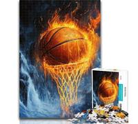 Puzzles for Teenagers Flame Basketball Puzzles for Adults 1000 Pieces,Educational Game for Birthday, Chrismas for And 14 Years Old 26x38cm