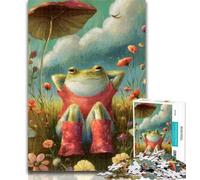 Puzzles for Teenagers Frog Sitting on The Grass Jigsaws Puzzles 1000 Pieces for Teenagers Gifts,Birthday Present, Gifts for And Age 14 50x75cm