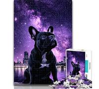 Puzzles for Teenagers Galaxy Black French Bulldog Puzzles 1000 Pieces for Adults,Artistic Wall Decor & Birthday Gift Idea for Friends, Home Office 50x75cm