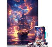 Puzzles for Teenagers Galaxy Pirate Ship Puzzles 1000 Pieces for Adults,Artistic Wall Decor & Birthday Gift Idea for Friends, Home Office 50x75cm