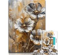Puzzles for Teenagers Gold Flower Blooms 1000 Piece Jigsaw Puzzles for Teenagers,Diy Modern Wall Art Unique Gift Home Decor (26x38cm)