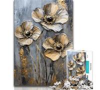 Puzzles for Teenagers Gold Flower Blooms Puzzles 1000 Pieces for Adults,Artistic Wall Decor & Birthday Gift Idea for Friends, Home Office (50x75cm)