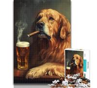Puzzles for Teenagers Golden Retriever Smoking 1000 Pieces Jigsaw Puzzle For Adults Teens,learning Educational Toys Unique Home Decor And Gifts 75x50cm