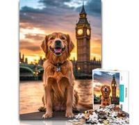 Puzzles for Teenagers Golden Retriever Under Big Ben Adult Puzzles 1000 Pieces,for Is Ideal As A Gift for The Whole Family for And 14 Years Old 26x38cm
