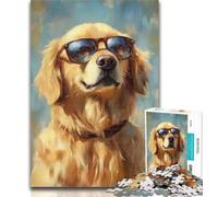 Puzzles for Teenagers Golden Retriever Wearing Sunglasses Jigsaws Puzzles 1000 Pieces for Teenagers Gifts,learning Educational Toys Unique Home Decor And Gifts 50x75cm