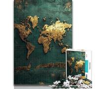 Puzzles for Teenagers Golden World Map Jigsaw Puzzles for Teenagers 1000 Piece,Educational Game for Birthday, Chrismas for Ages 14+ 50x75cm